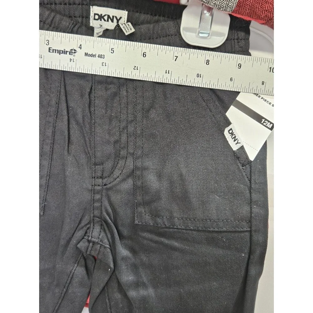 DKNY Size 12M Set Of 3, Red Vest/ Black Pants/ Red Plaid Button Up Long‎ Sleeve